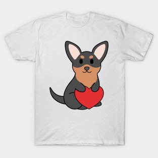 Black and Brown Chihuahua Heart T-Shirt